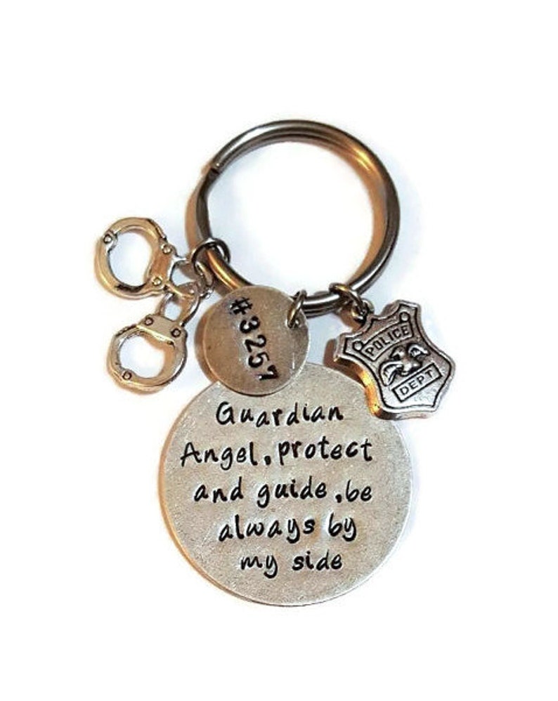 Police Officer Key Chain Guardian Angel Key Chain Gift for