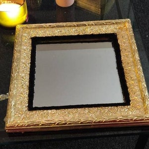 Square Mirror 14" Gold Leaf Gilt Wood Frame