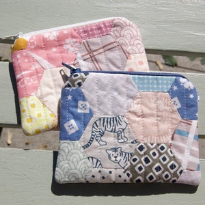 Porte-monnaie/porte-monnaie zippé fait main en tissu entièrement doublé - Enfants - Femmes - Cadeau - EPP Hexies
