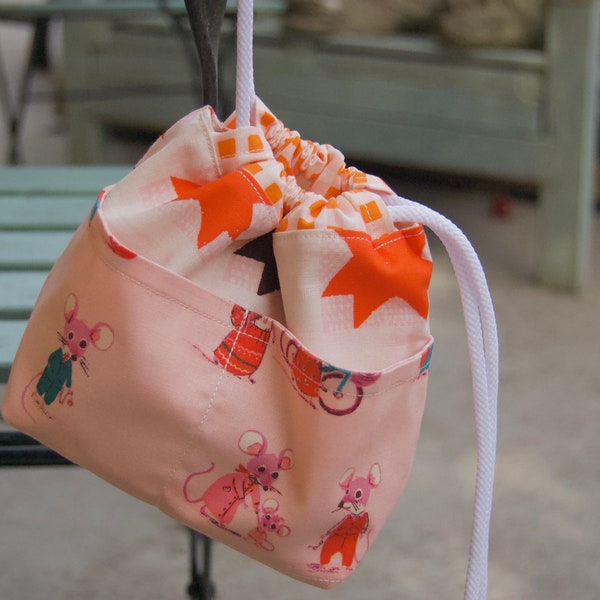 Drawstring Bag - WeeBrawBag - Gift Bag - Heather Ross Fabrics - Country Mouse - Small - Handmade