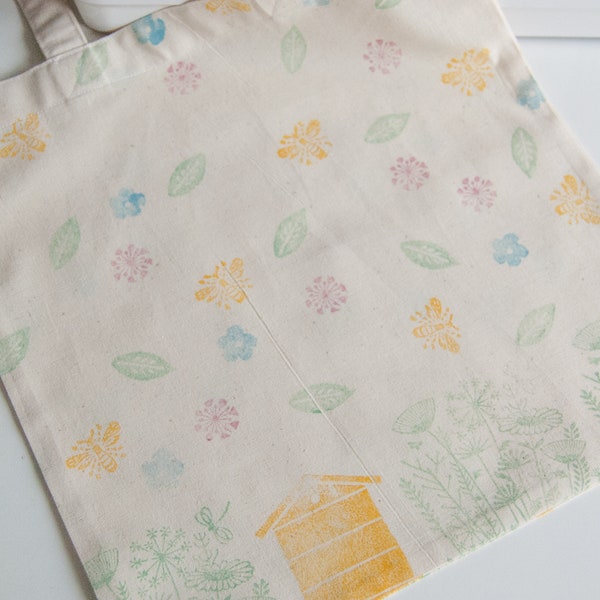 Tote Bag - Shopping Bag - Calico - Block Printed - Handmade