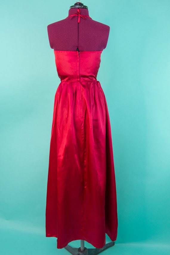1970s 26W Red Halter Dress Evening Gown Set JC Pe… - image 8