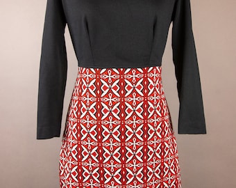 Robe imprimée funky 30 w des années 60, moyenne