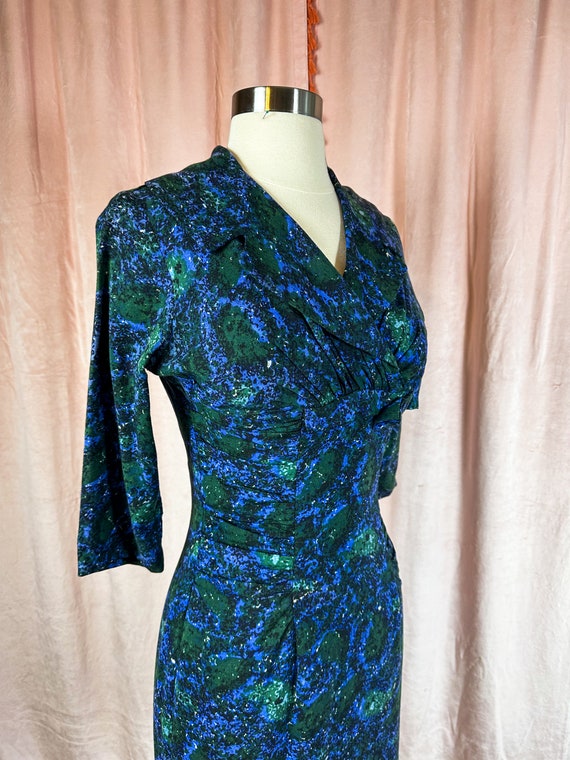 1950s Vintage Floral Wiggle Dress 25” Waist XS Sm… - image 2