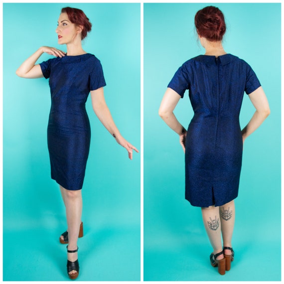 1950s 60s Dress -  Blue Dress Set Small - Floral … - image 2