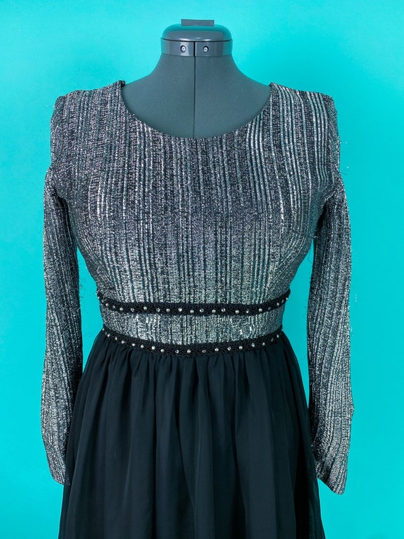 Vintage 1960s Dress Metallic Top with Chiffon - image 6