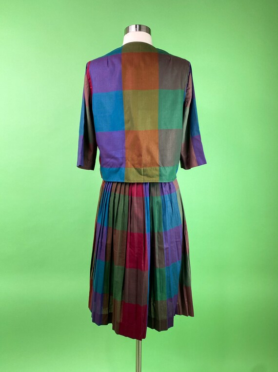 1950s 60s Multi Colored Plaid Skirt Set 25W Small… - image 7