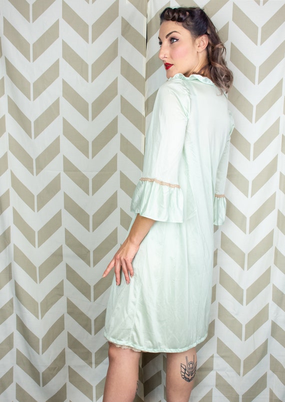 1950s Night Robe - Pale Green Robe - 1950s Peigno… - image 4