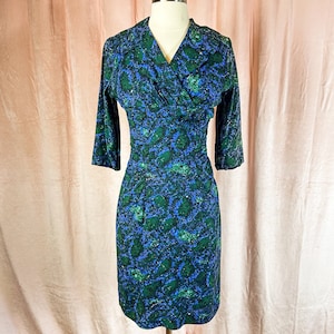 1950s Vintage Floral Wiggle Dress 25” Waist XS Small Petite