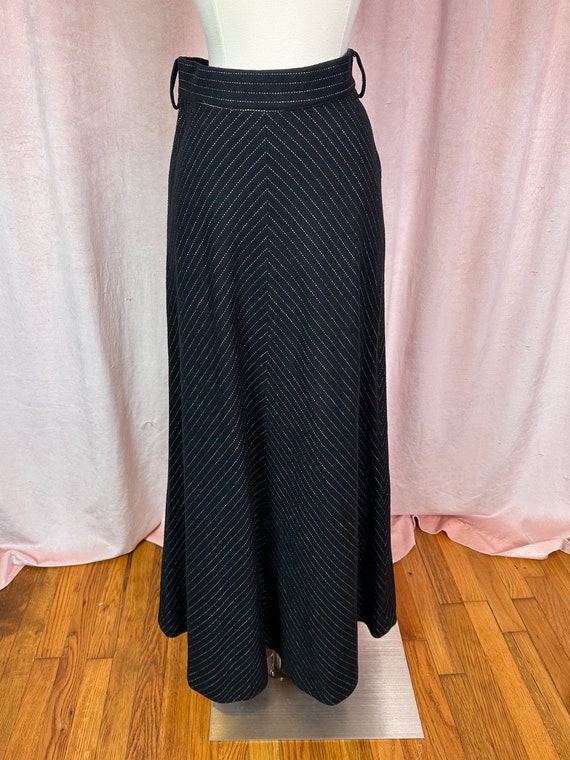 Vintage 1960s 70s Black Pinstripe Skirt Suit Set … - image 6