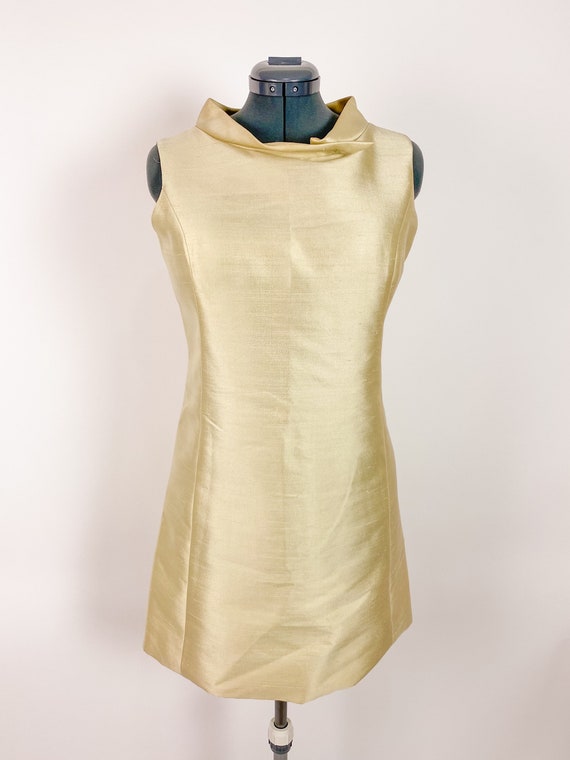 1960s 34W Yellow Mini Dress Medium Large