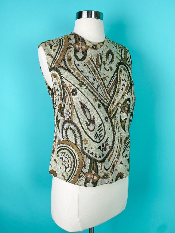 Vintage 1960s Metallic Paisley Top - image 5