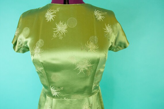 Vintage 1950s Green Asian Wiggle Dress - Green Sa… - image 7