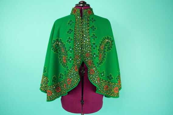 Vintage 1950s Cape - Green Cape - Pakistan Vintage