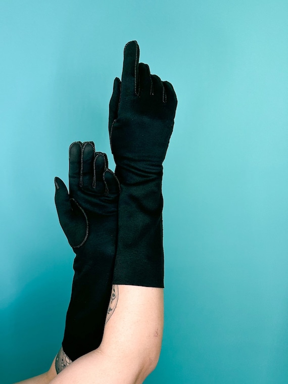 40s 50s Black Gloves Mid Arm Length