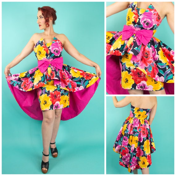 1980s Dress - Peplum Top - Pencil Skirt - Skirt Se