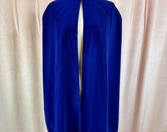 Vintage 1950s Blue Velvet Cape Poncho Small Medium Large