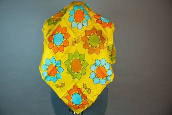 Vintage 1960s 70s Schiaparelli Scarf - 60s 70s Geo