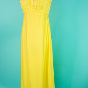 Vintage 1960s XS Yellow Maxi Dress Empire Waist image 4