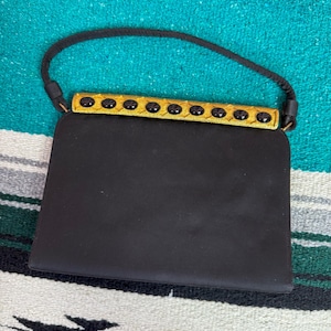 Vintage 1950s Black Satin Purse Handbag