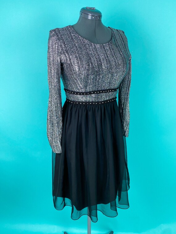 Vintage 1960s Dress Metallic Top with Chiffon - image 2