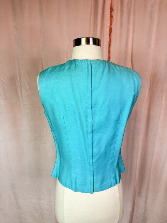 Vintage 1950s Turquoise Blue Skirt Suit Small Med… - image 8