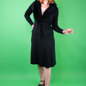 1970s Black Dress Set Marabou Miss Elliette Medium 30 Waist