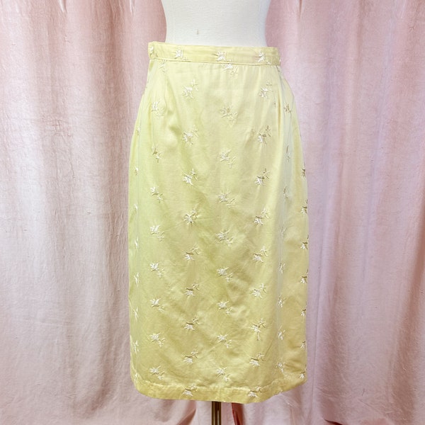 Vintage 1950s Yellow Pencil Skirt Small 25 26 waist