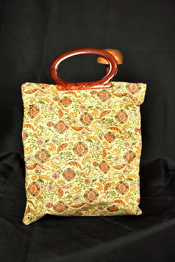 60s Floral Purse - Folding Clutch - Tortoise Canva