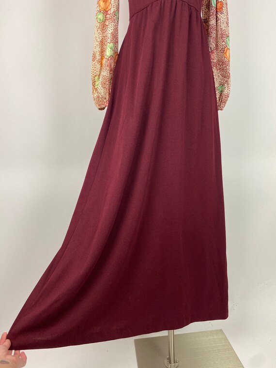 1970s Small Burgundy Maxi Dress - image 8