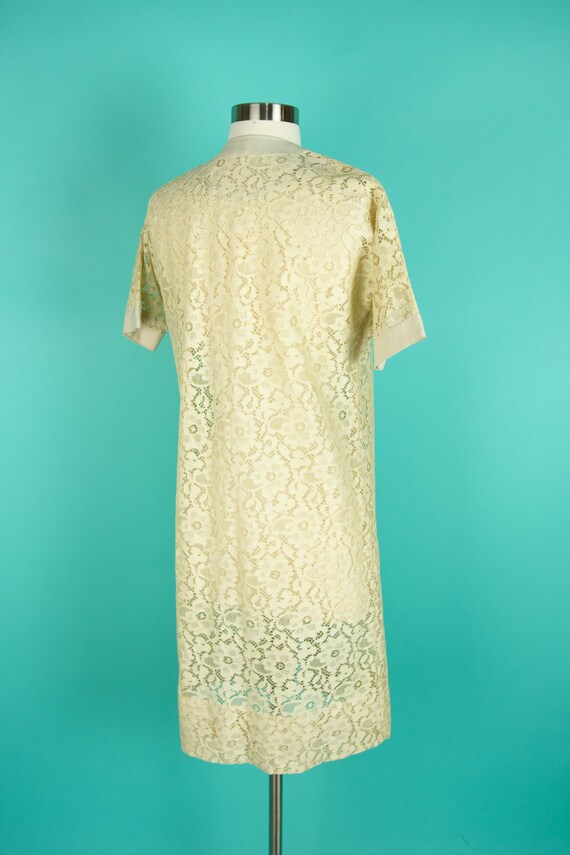 Vintage 1950s 60s 34" Bust Small Beige Lace Dress… - image 7