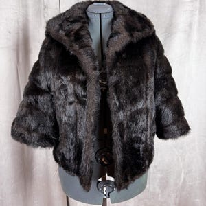 Vintage 1950s Brown Faux Fur Coat S M L