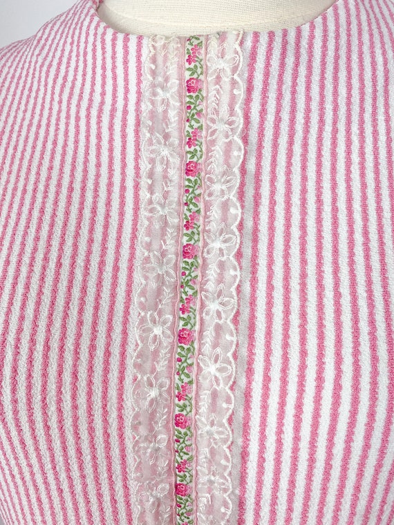 1970s S/M Pink White Dress Maxi Dress - image 3