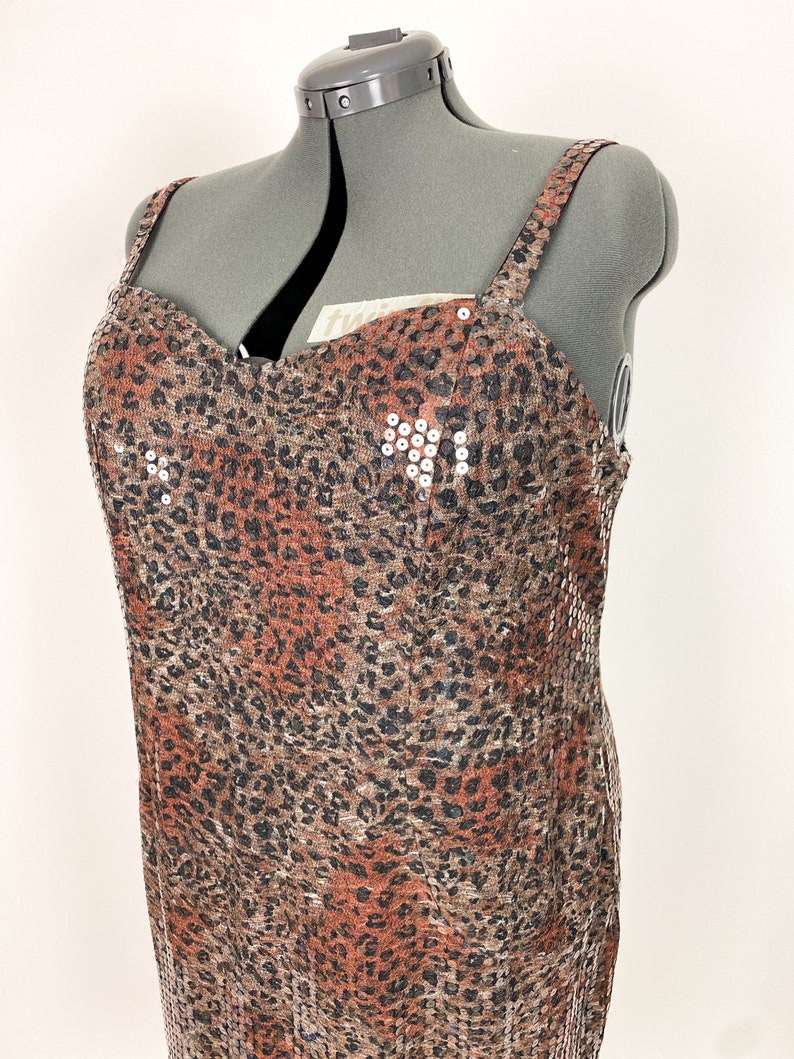 Vintage 1980s Leopard Sequin Mini Dress XXL 44W image 3