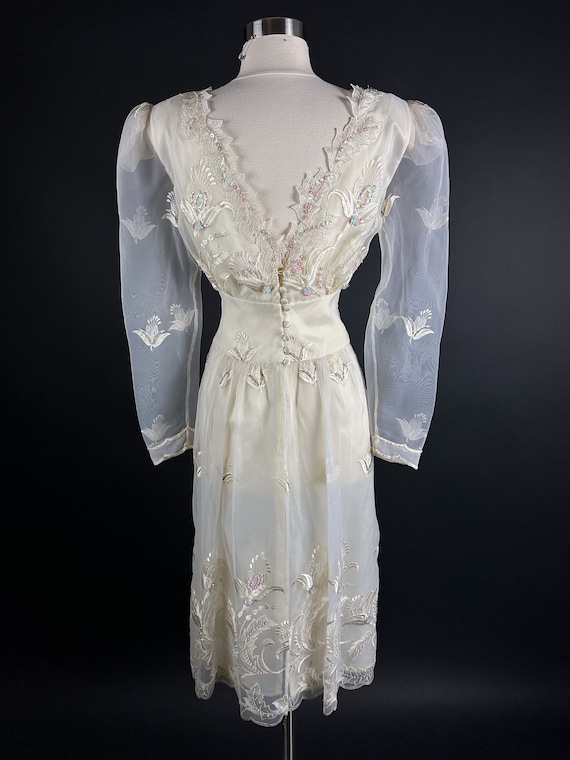 Late 1970s 1980s Formal and or Wedding Dress Smal… - image 8