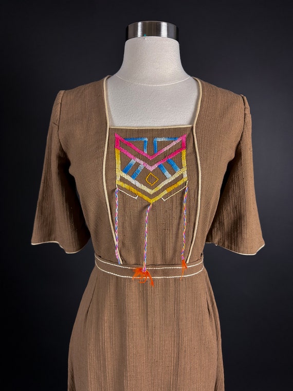 Late 1960s 70s Cotton Prairie Boho Dress XS Small… - image 7