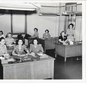 Vintage Military Photograph 1930s 40s Military Women Secretary Office Randolph Air Force Base Original Photography Print