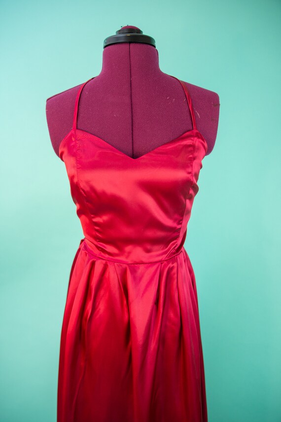 1970s 26W Red Halter Dress Evening Gown Set JC Pe… - image 4