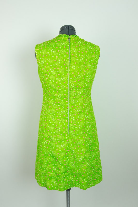 Vintage 1960s 34W Lime Green Reversible Dress Med… - image 8