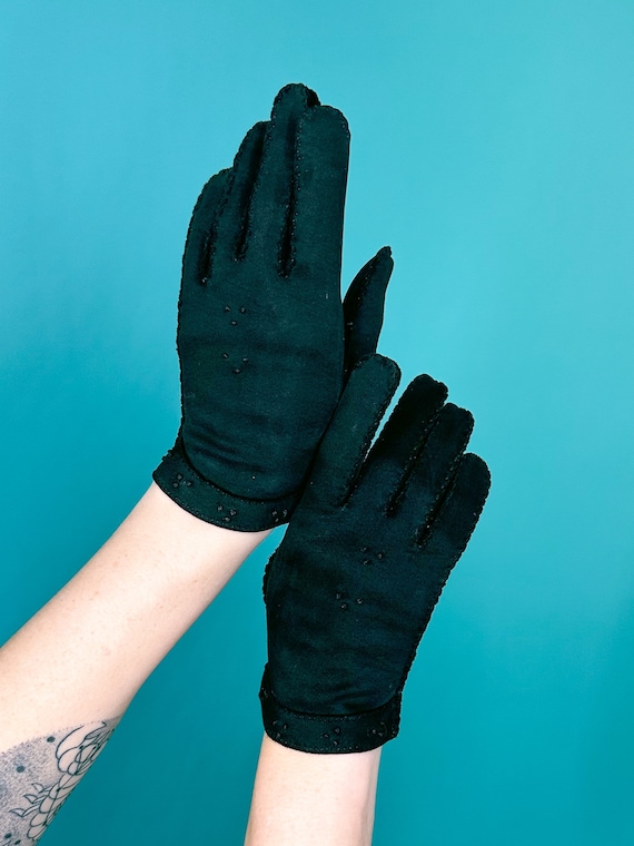 40s 50s Black Short Gloves