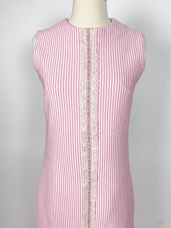 1970s S/M Pink White Dress Maxi Dress - image 7