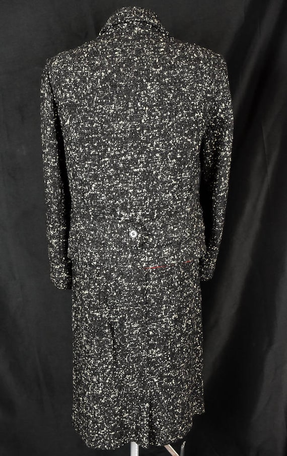 Vintage 1940s Skirt Suit Set Black White Womens S… - image 6