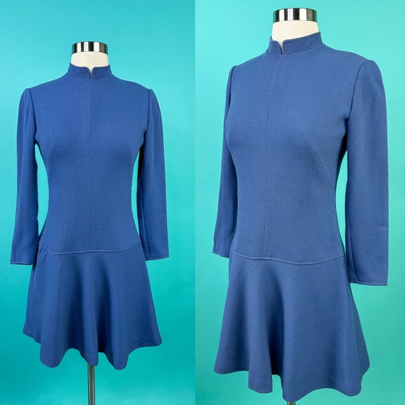 1960s 70s Periwinkle Blue Mini Mod Dress