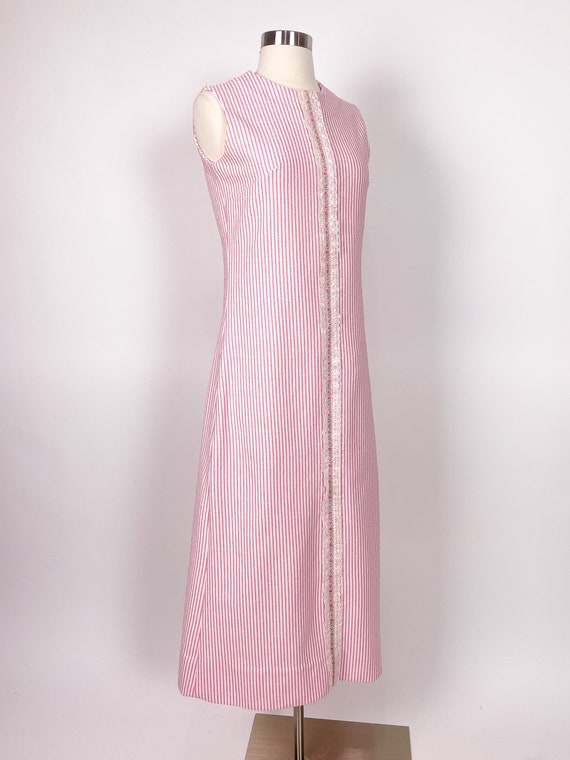 1970s S/M Pink White Dress Maxi Dress - image 5