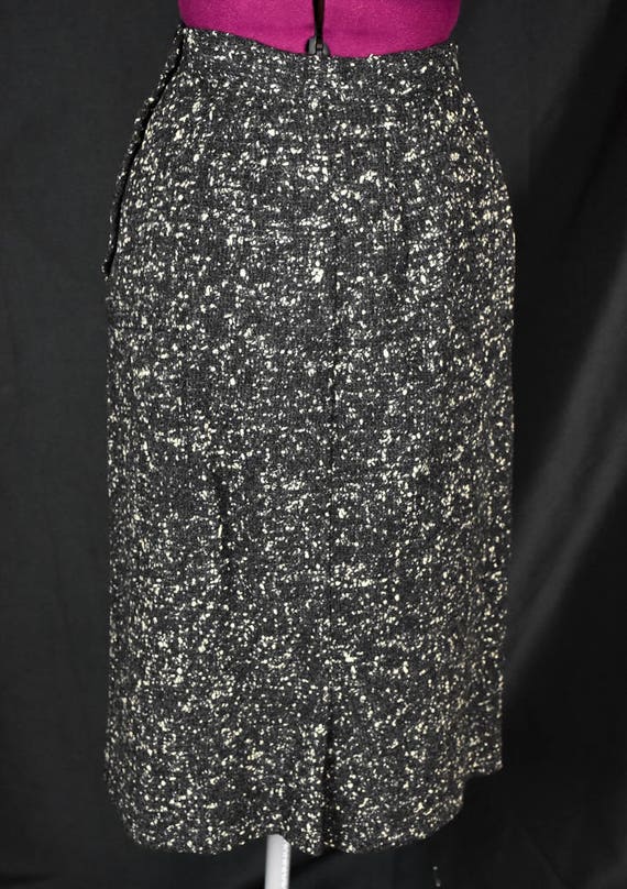 Vintage 1940s Skirt Suit Set Black White Womens S… - image 4