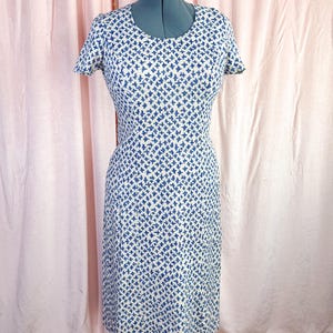 Vintage 1960s 70s Blue Star Dress Large