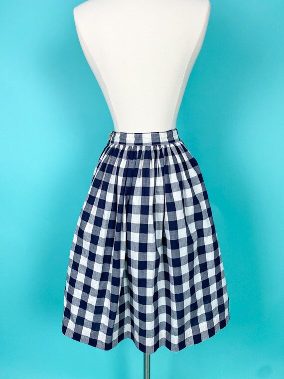 1940s 24W Skirt Plaid Cotton black white - image 7