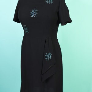 Vintage 1940s VOLUP Black Crepe Dress 34 Waist