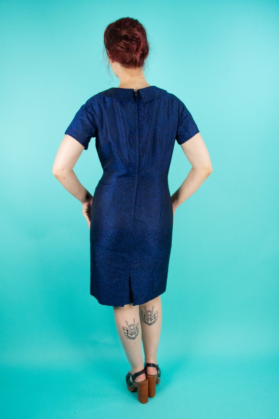 1950s 60s Dress -  Blue Dress Set Small - Floral … - image 5