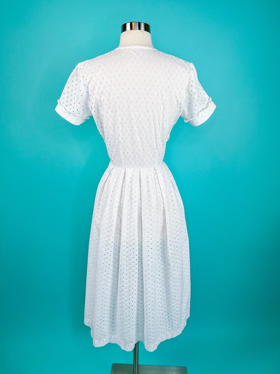 Vintage 1940s White Eyelet Lace Dress 27 Waist - image 5